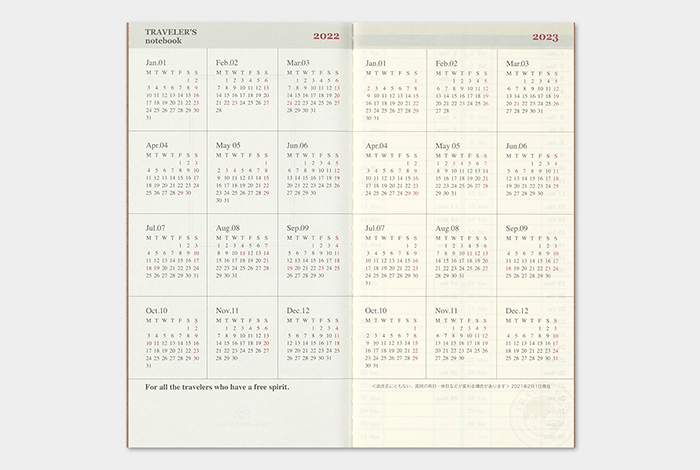 Kalendarz Traveler's Notebook Memo Weekly 2022 3